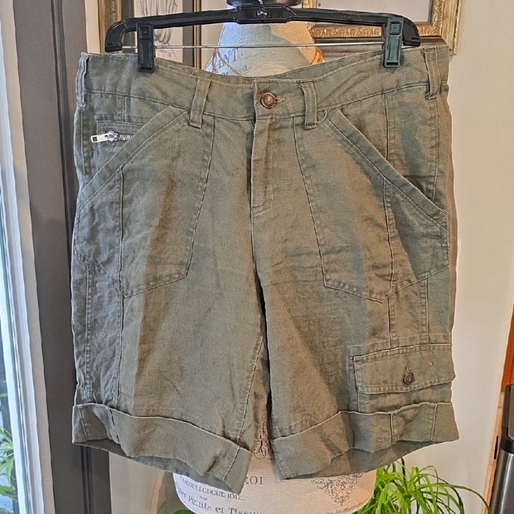 GAP Linen Olive Green Cargo Shorts
